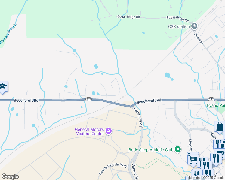 map of restaurants, bars, coffee shops, grocery stores, and more near 2007 Vancroft Circle in Spring Hill