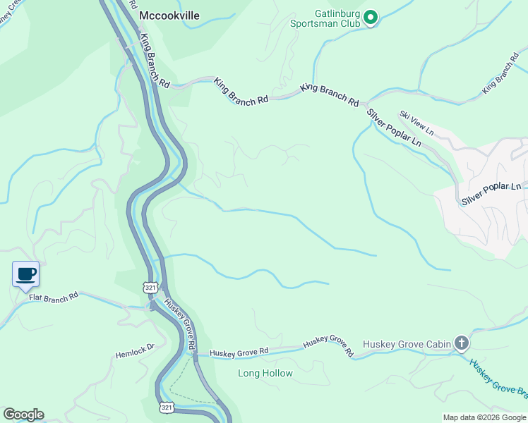 map of restaurants, bars, coffee shops, grocery stores, and more near 4179 South King Branch Road in Sevierville
