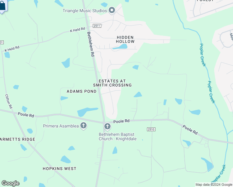 map of restaurants, bars, coffee shops, grocery stores, and more near 8428 Greythorne Place in Knightdale