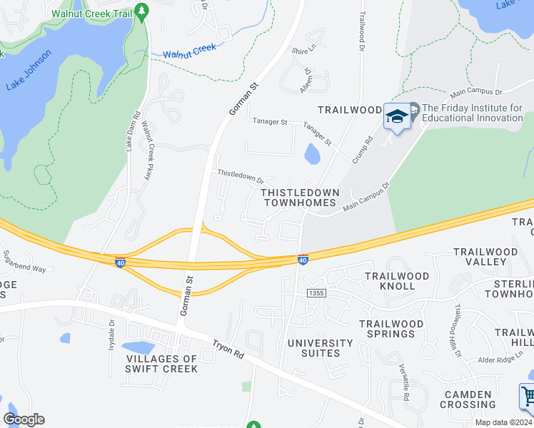 map of restaurants, bars, coffee shops, grocery stores, and more near 3550 Cum Laude Court in Raleigh