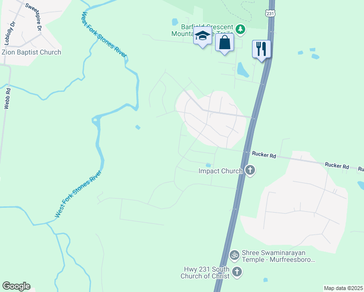 map of restaurants, bars, coffee shops, grocery stores, and more near 4102 Shelbyville Highway in Murfreesboro