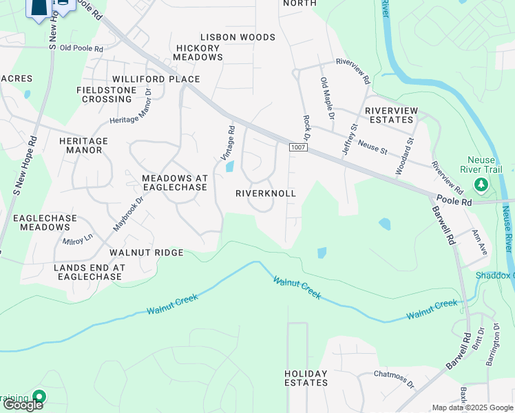 map of restaurants, bars, coffee shops, grocery stores, and more near 1917 Ranch Mill Circle in Raleigh