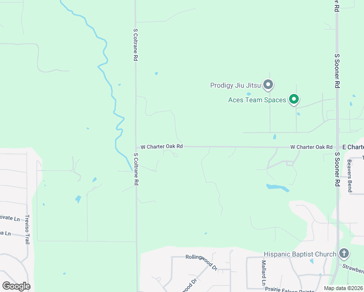 map of restaurants, bars, coffee shops, grocery stores, and more near 1301 West Charter Oak Road in Edmond