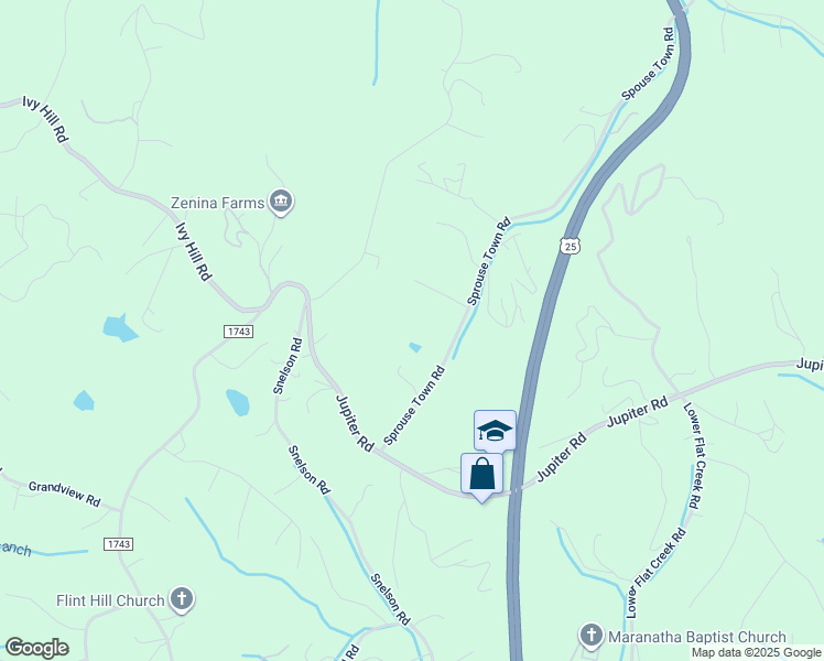 map of restaurants, bars, coffee shops, grocery stores, and more near 54 Sprouse Town Road in Weaverville