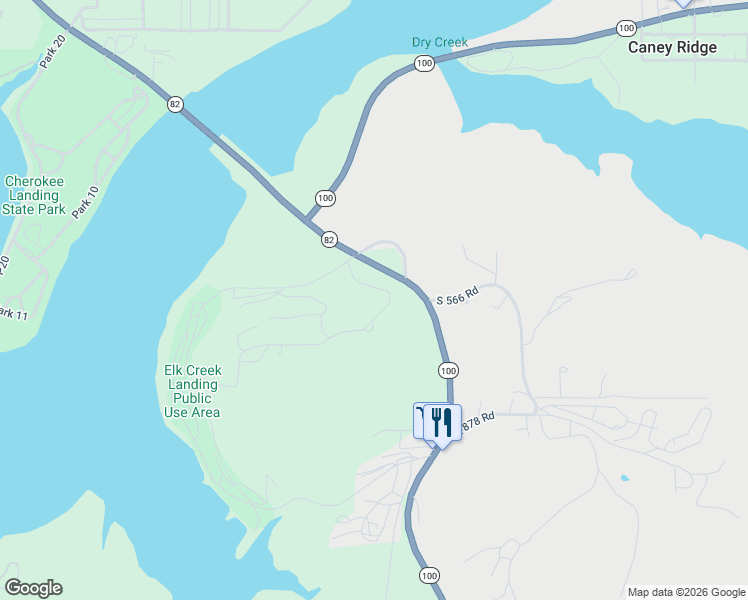 map of restaurants, bars, coffee shops, grocery stores, and more near 23051-23099 West 867 Road in Park Hill