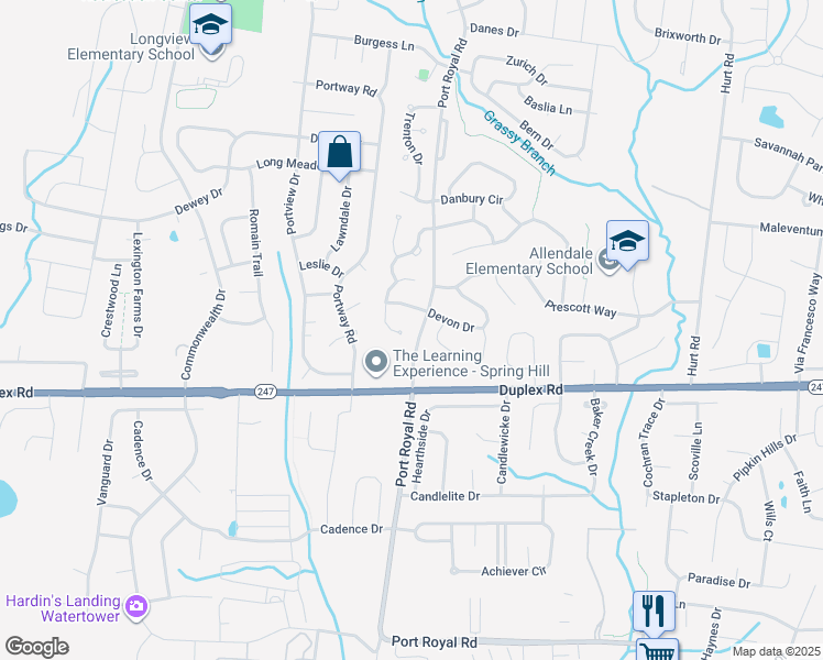map of restaurants, bars, coffee shops, grocery stores, and more near 1502 Halifax Drive in Spring Hill