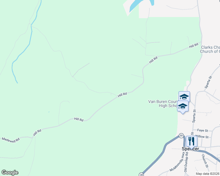 map of restaurants, bars, coffee shops, grocery stores, and more near 62 Spokelay Road in Spencer