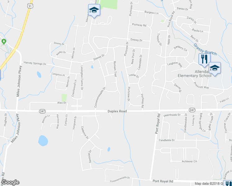 map of restaurants, bars, coffee shops, grocery stores, and more near 7014 Masonboro Drive in Spring Hill