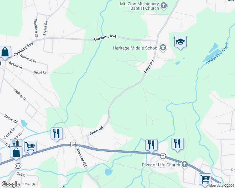 map of restaurants, bars, coffee shops, grocery stores, and more near 2106 Enon Road in Morganton