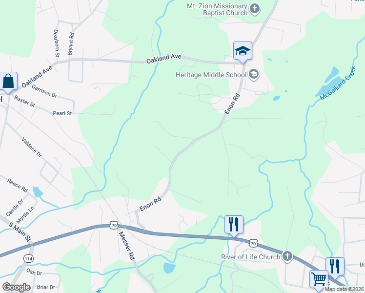 map of restaurants, bars, coffee shops, grocery stores, and more near 2106 Enon Road in Morganton