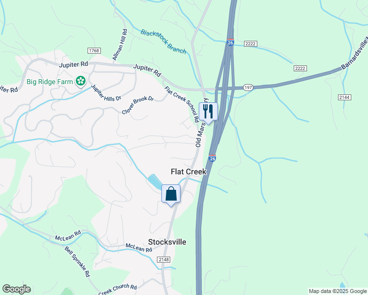 map of restaurants, bars, coffee shops, grocery stores, and more near 16 Southwood Drive in Weaverville