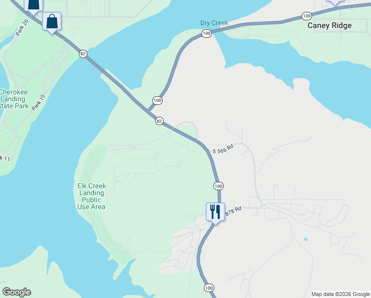 map of restaurants, bars, coffee shops, grocery stores, and more near 23051-23099 West 867 Road in Park Hill