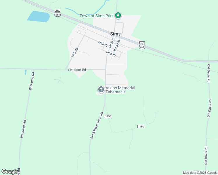 map of restaurants, bars, coffee shops, grocery stores, and more near 6742-6798 Rock Ridge Sims Road in Sims