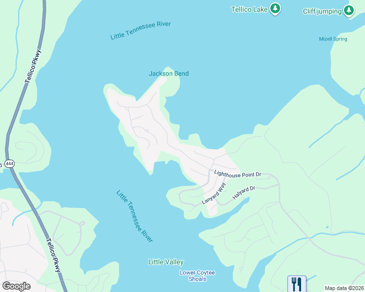 map of restaurants, bars, coffee shops, grocery stores, and more near 625 Cypress Pointe Drive in Lenoir City