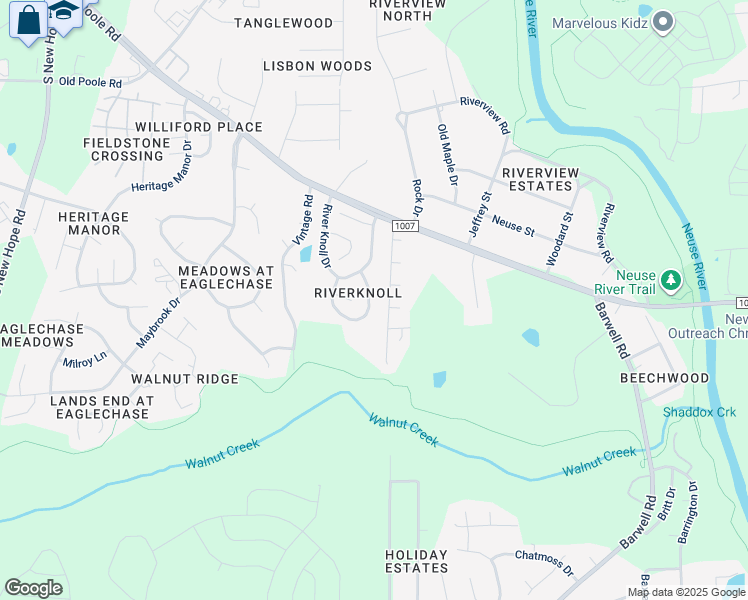 map of restaurants, bars, coffee shops, grocery stores, and more near 2020 Ranch Mill Circle in Raleigh