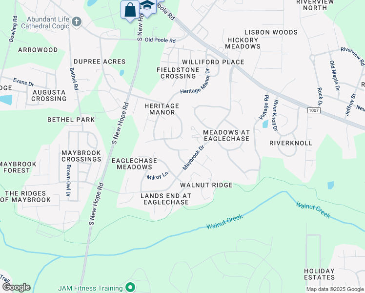 map of restaurants, bars, coffee shops, grocery stores, and more near 1805 Winway Drive in Raleigh