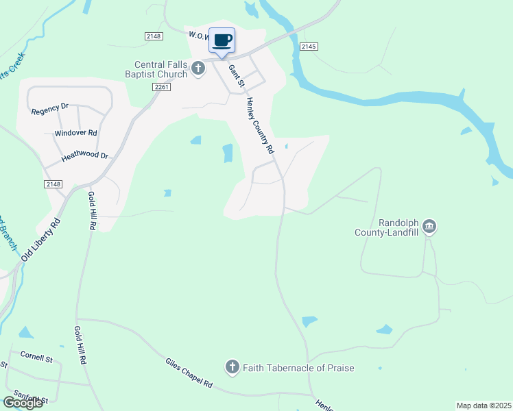 map of restaurants, bars, coffee shops, grocery stores, and more near 1002 Pearl Court in Randleman