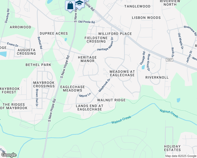 map of restaurants, bars, coffee shops, grocery stores, and more near 1805 Winway Drive in Raleigh
