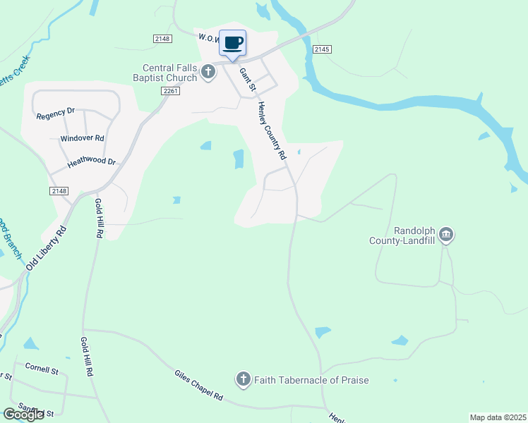 map of restaurants, bars, coffee shops, grocery stores, and more near 1002 Pearl Court in Randleman