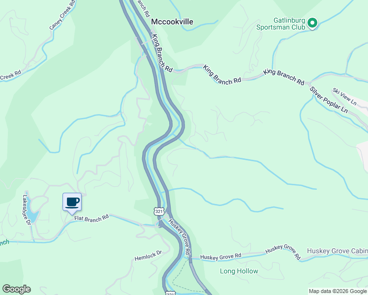 map of restaurants, bars, coffee shops, grocery stores, and more near 402 Sassafras Trail in Pigeon Forge