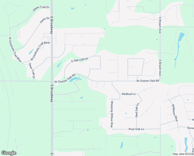 map of restaurants, bars, coffee shops, grocery stores, and more near 700 East Timber Trail in Edmond