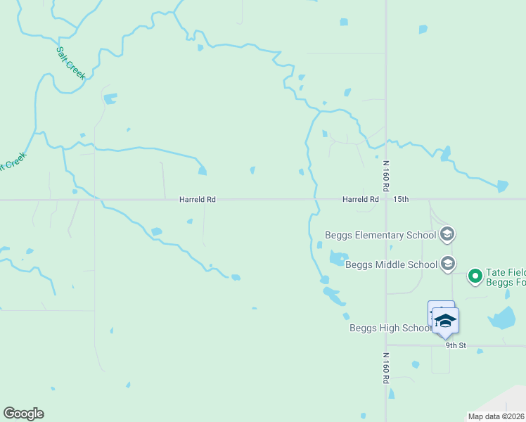 map of restaurants, bars, coffee shops, grocery stores, and more near 5600 Harreld Road in Beggs