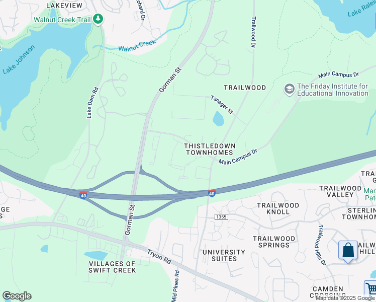 map of restaurants, bars, coffee shops, grocery stores, and more near 3601 Cum Laude Court in Raleigh