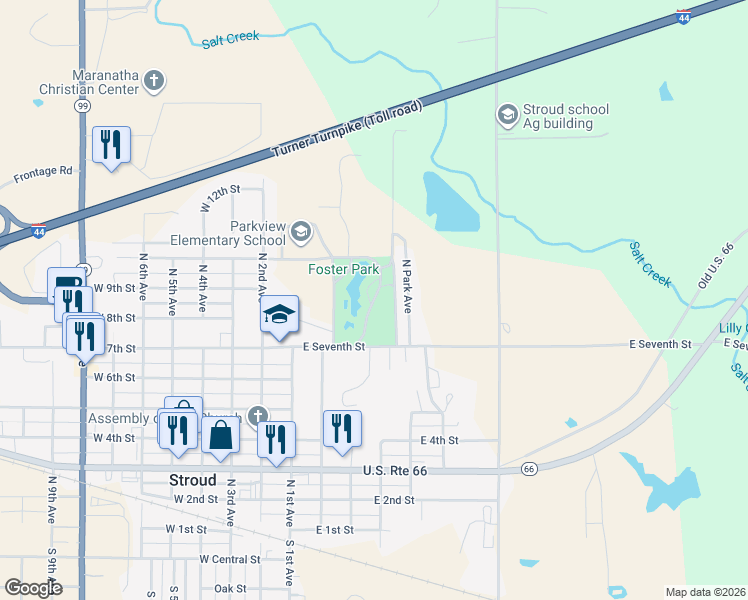 map of restaurants, bars, coffee shops, grocery stores, and more near 898 Cedar Avenue in Stroud