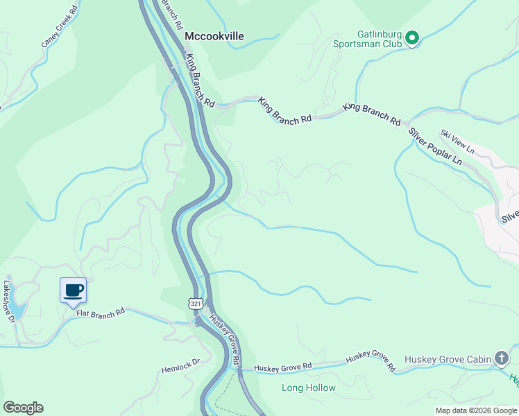 map of restaurants, bars, coffee shops, grocery stores, and more near 410 Sassafras Trail in Sevierville