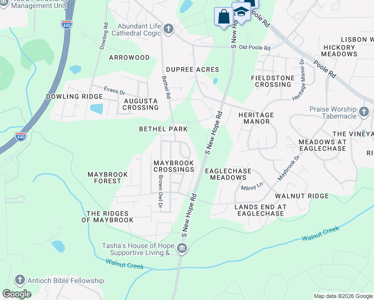 map of restaurants, bars, coffee shops, grocery stores, and more near 1417 Cricket Ridge Drive in Raleigh