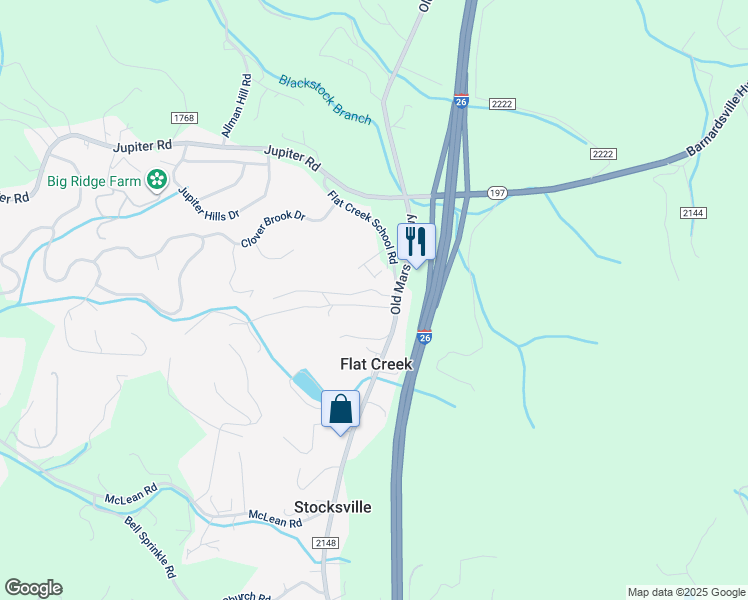 map of restaurants, bars, coffee shops, grocery stores, and more near 12 Heather Mist Drive in Weaverville