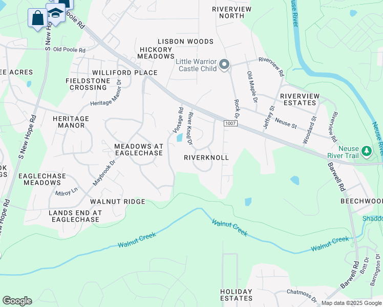 map of restaurants, bars, coffee shops, grocery stores, and more near 1901 Ranch Mill Circle in Raleigh