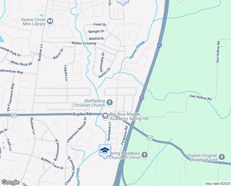 map of restaurants, bars, coffee shops, grocery stores, and more near 4059 Locerbie Circle in Spring Hill