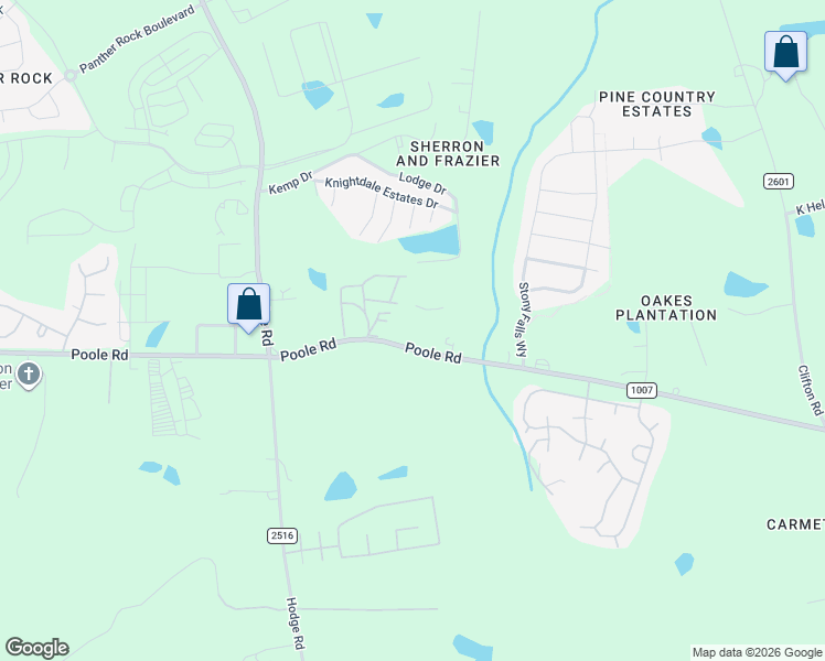 map of restaurants, bars, coffee shops, grocery stores, and more near 7404 Poole Road in Raleigh