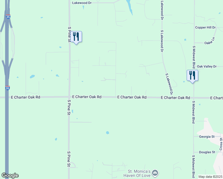 map of restaurants, bars, coffee shops, grocery stores, and more near 11925 Kimberly Drive in Guthrie