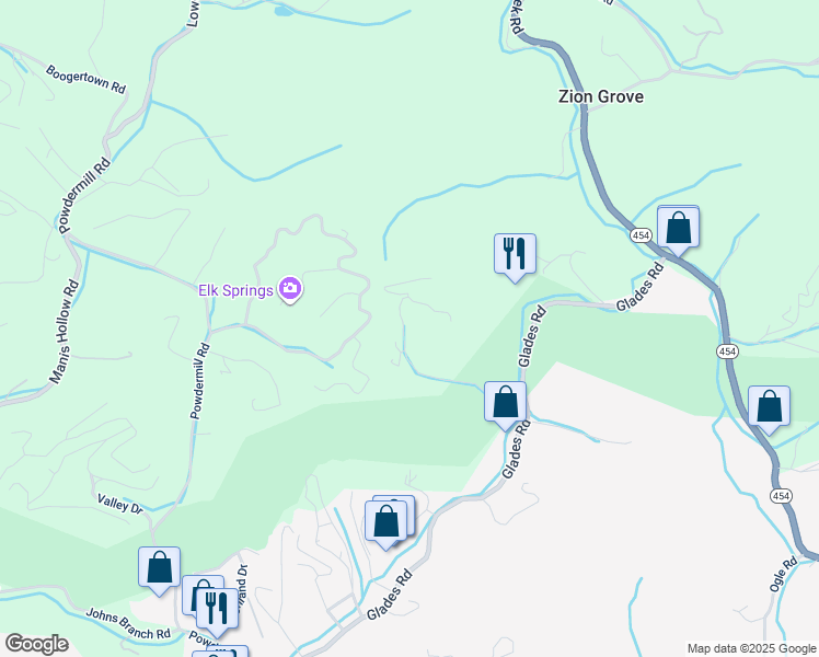 map of restaurants, bars, coffee shops, grocery stores, and more near 1130 Ogle Hills Road in Gatlinburg
