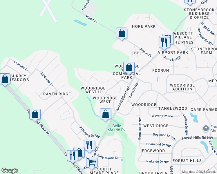 map of restaurants, bars, coffee shops, grocery stores, and more near 3714 Columbia Avenue Northwest in Wilson
