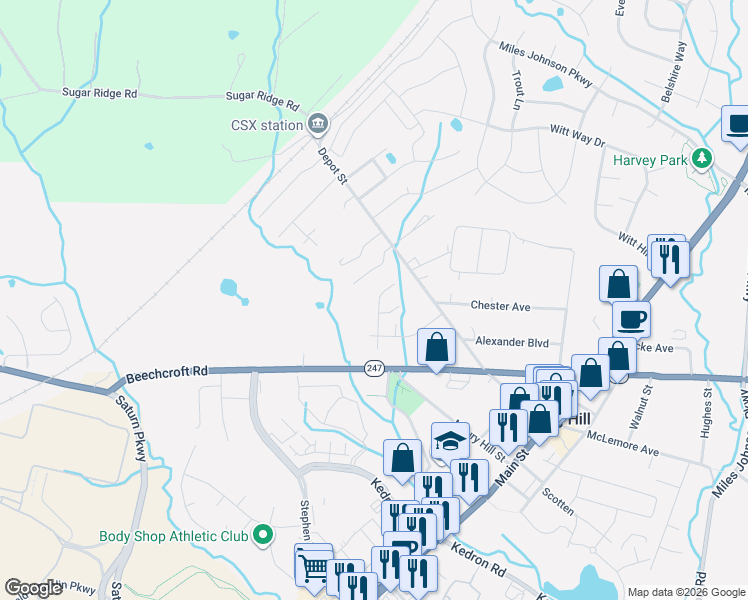 map of restaurants, bars, coffee shops, grocery stores, and more near 430 Bruce Drive in Spring Hill