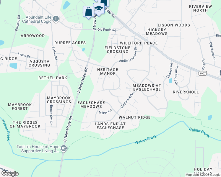 map of restaurants, bars, coffee shops, grocery stores, and more near 1716 Eva Mae Dr in Raleigh