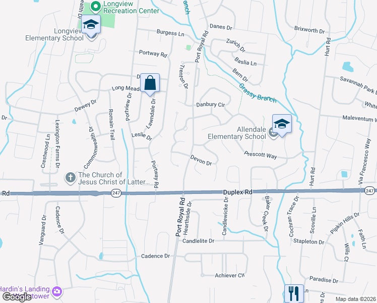 map of restaurants, bars, coffee shops, grocery stores, and more near 2005 Prescott Way in Spring Hill
