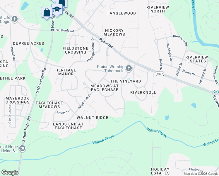 map of restaurants, bars, coffee shops, grocery stores, and more near 1705 Tilbrook Court in Raleigh