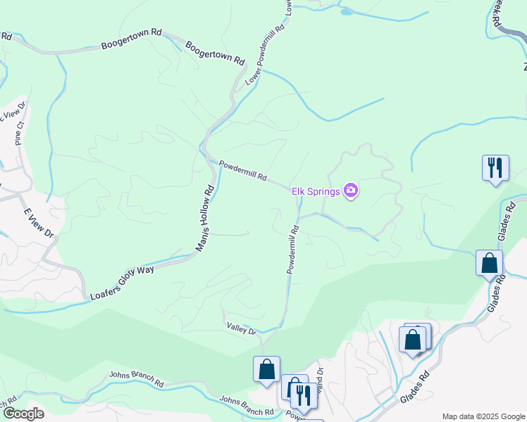 map of restaurants, bars, coffee shops, grocery stores, and more near 4110 Kidds Way in Gatlinburg