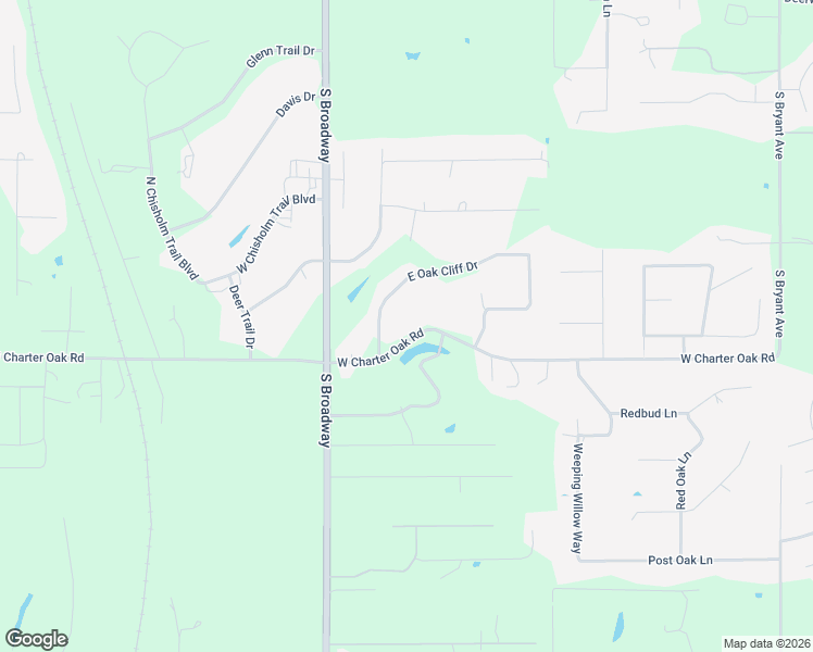 map of restaurants, bars, coffee shops, grocery stores, and more near 3824 West Charter Oak in Edmond