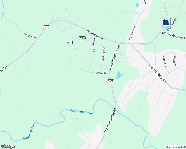 map of restaurants, bars, coffee shops, grocery stores, and more near 3156 Ridge Drive in Connelly Springs