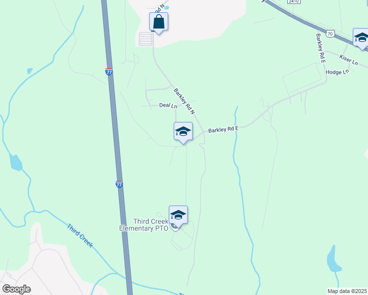 map of restaurants, bars, coffee shops, grocery stores, and more near 361 Barkley Road East in Statesville