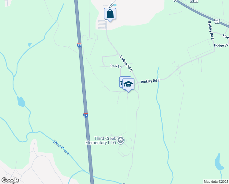 map of restaurants, bars, coffee shops, grocery stores, and more near 399 Barkley Road in Statesville