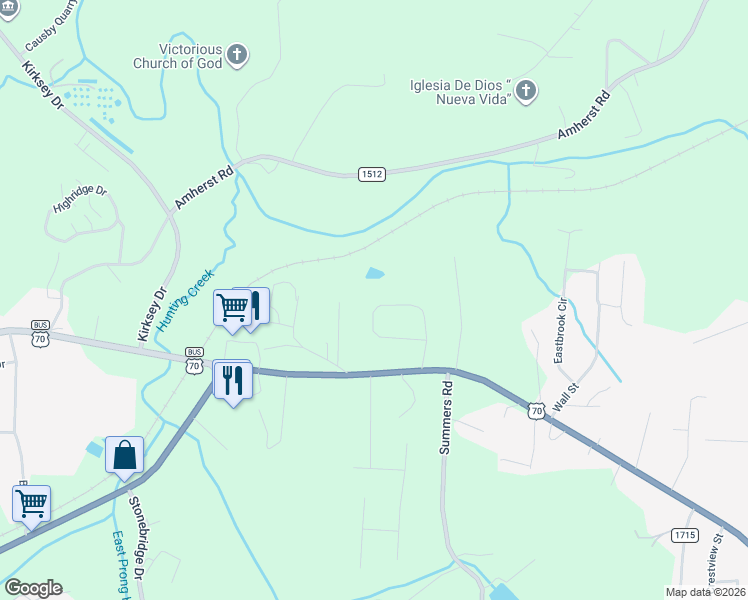 map of restaurants, bars, coffee shops, grocery stores, and more near 222 Sequoyah Circle in Morganton