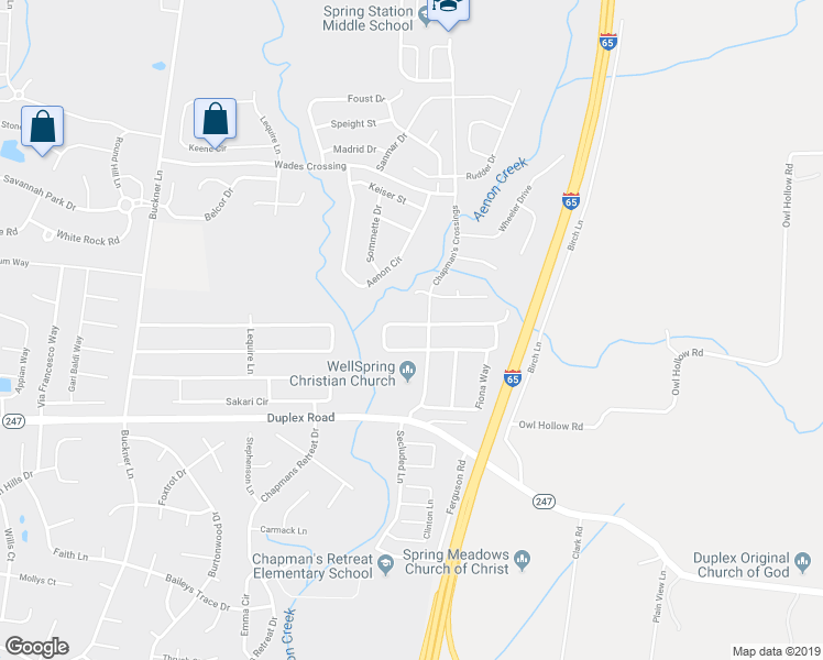 map of restaurants, bars, coffee shops, grocery stores, and more near 4059 Locerbie Circle in Spring Hill