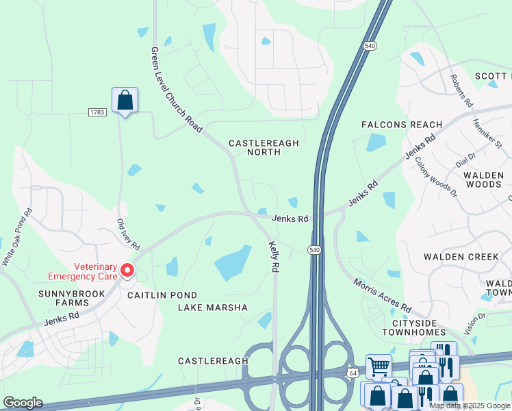 map of restaurants, bars, coffee shops, grocery stores, and more near in Wake County