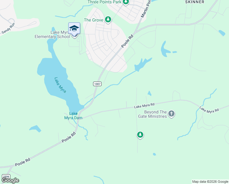 map of restaurants, bars, coffee shops, grocery stores, and more near 6649 Lake Myra Road in Wendell